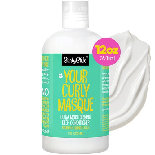 CurlyChic Your Curly Masque - Ultra Moisturizing Deep Conditioner for Curly, Kinky, Coily & Wavy Hair - Frizz-Free, Natural Ingredients, Sulfate & Paraben Free, Infused with Shea Butter& Babasu Butter