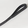Small Decorated Genuine Leather Dog Leash – 4 Feet with Padded Handle, Black Leather with White Hand-Stitched Design