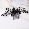 Missgrace Women Handmade Gothic Black Full Rhinestones Side Hair Comb Prom Party Special Occasion Punk Headpiece Black Women Rhinestones Hair Accessories for Women Gilrs (Black 5)