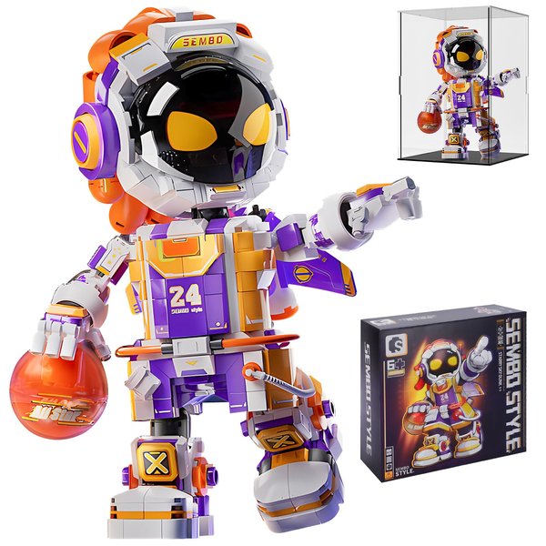 CAXIMSY Basketball Player Building Blocks with Lights and Acrylic Display Box，785 Pieces Space Astronaut Toy Building Sets for Adults Kids Boys Age 8-12