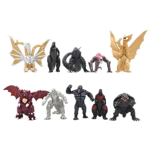 HANBO The King of Monster Toys Movable Joint Action Figures, Mini Dinosaur Playsets Kids Birthday Gifts Cake Toppers Pack (Pack of 10 Mini)