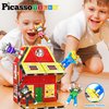 PicassoTiles Magnetic Figures 6 Pete the Cat Family Animal Action Character Toddler Toys Magnet Expansion Pack Building Blocks Add-on Educational STEM Learning Kit Construction Brain Development Tiles