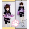 New 1/6, 1/4,1/3 BJD Doll Clothes Cute Cat Sweater Hoodie Jacket for Big 1/6, Yosd, 30cm/45cm/60cm Dolls Clothing BJD SD Doll Accessories (Black-Purple,1/4)