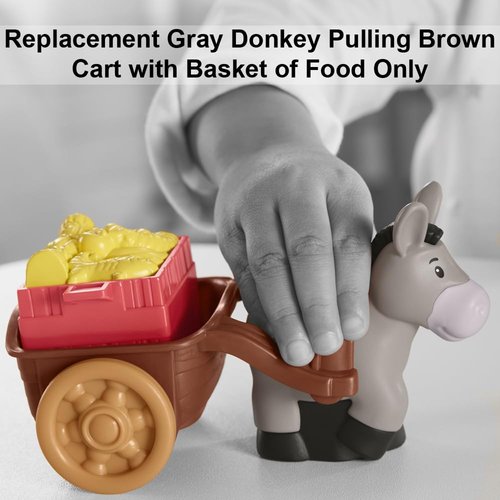 Replacement Parts for Fisher-Price Little People Christmas Manger Scene Nativity Set - HMX70 ~ Gray Donkey Pulling Brown Cart with Basket of Food ~ Works Well with All Little People Sets!