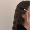 Iaceble Black Velvet Snap Clip Hairclip Pearl Crystal Side Hairclip French Black Hair Barrette Clip Velvet Bar Hair Clips Headwear Decorative Hair Accessories for Women and Girls Headdress