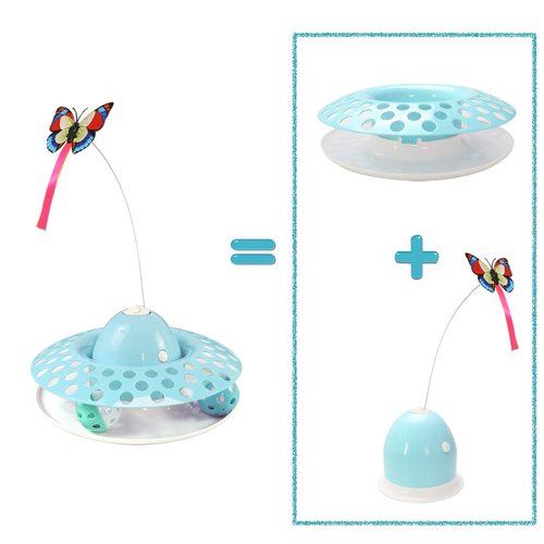 Ito Rocky Interactive Cat Toys Automatic Electric Rotating Butterfly & Ball Exercise Kitten Toy Funny Cat Teaser Toys