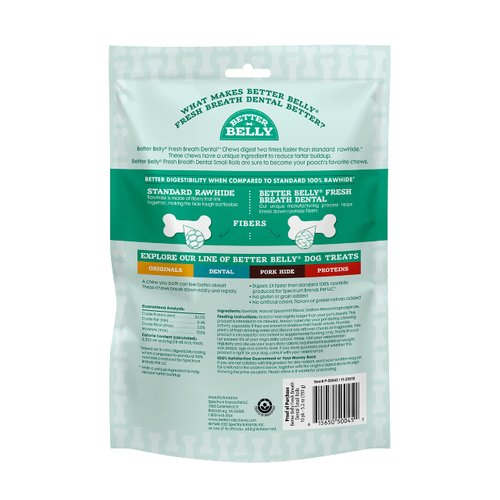 Better Belly Fresh Breath Dental Small Rolls, Dog Chews, 10 Count