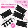 Mumufy 500 Pcs (250 Pairs) Toe Separators Pedicure Tool Kit Soft Toe Spacers for Pedicures Toe Spreaders Toe Finger Dividers for Women Girls Men Feet Nail Toenails Art Painting Polish Spa (Black)