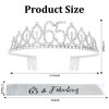 65th Birthday Sash and Crown for Women Silver 65th Birthday Tiara and Sash Set Gifts for Her 65 & Fabulous Sash Birthday Decorations Happy Birthday Crown and Sash Accessories Birthday Gift for Women