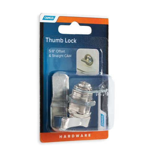 Camco Offset Cam Lock | Features an Easy Turn Thumb-Operated Style Lock, Includes a 5/8-Inch Offset and a Straight CAM, and Designed for New/Replacement Installations on RVs, Boats, and More (44333)