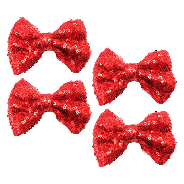 4 Pcs 4 Inches Sequin Hair Bows Glitter Hair Bow Clips Sparkly Alligator Hair Clips with Bows Toddler Hairpins Hair Barrettes Accessories Red