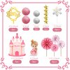 19PCS Princess Cake Topper Castle Cake Decoration for Girl with Snowflake and Stars for Girl Kid Happy Birthday Party Decorations Princess Baby Shower Supplies (Pink)