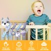 HILENBO Car Seat Toys, Infant Baby Spiral Activity Hanging Toys for Car Seat Stroller Crib Bassinet Mobile with Music Box BB Squeaker Rattles-Gray Fox