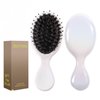 Jurrissa Mini Hair Bursh for Women,Men,Kids-Protable Travel Size Mini Detangler Brush for Pockets,Purses-Nylon&Boar Bristles Small Paddle Brush for Smooth,Add Shine (1 Pack-White)
