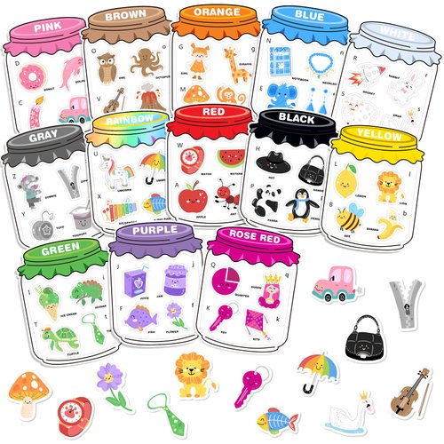 Creatoy Magnetic Color Sorting Set, 13 Colors Sorting Magnets for Fridge, Color and Alphabet Sorting, Color Learning Toys, Color Matching Games for Toddlers Preschool Kindergarten Must Haves