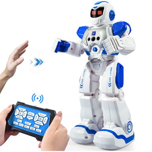 Zosam Remote Control Robot for Kids Intelligent Programmable Robot with Infrared Controller Toys, Dancing, Singing, Moonwalking and LED Eyes, Gesture Sensing Robot Kit (Blue)