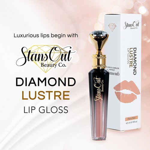 StansOut Beauty Diamond Lustre Fancy Sugar Hydrating Lip Gloss | Cute Nude Moisturizing Butter-Smooth Colors | Shades for Naturally Plump & Pout, Sparkling clear finishes & Glossy Choices.