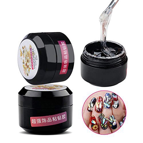 YesLady Nail Art Super Sticky Rhinestone UV Gel Adhesive Diamond Gem Builder 8ml Glue for Jewelry with Brush Tools