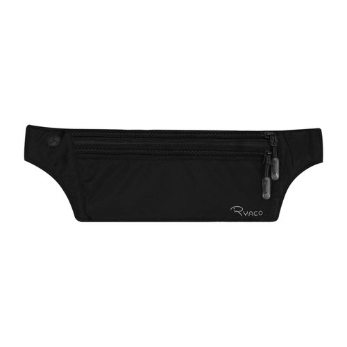 Ryaco Money Belt for Travel, Slim Passport Holder RFID Blocking Hidden Wallet Travel Essentials Pouch Women Men with Adjustable Strap Waist Bag to Protect Cash, Credit Cards and Travel Documents Black