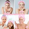 Ondder 6 Pcs Pink Spa Headband and Wristband Set Makeup Spa Headband for Washing Face Bubble Skin Care Headbands Face Wash Sponge Puffy Headband Head Bands Hair Accessories for Women Girls