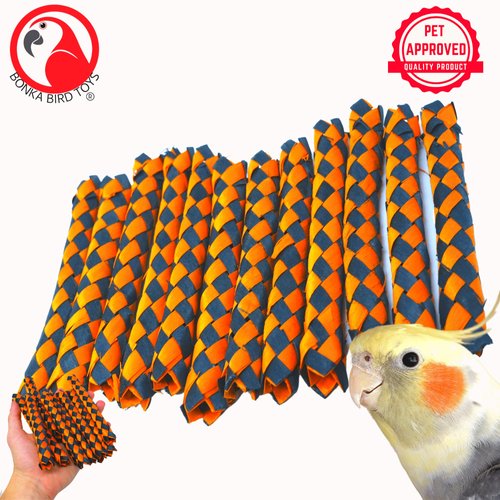 Bonka Bird Toys Pk 12 Halloween Finger Traps (5.50" x 0.75") Bird Foot Talon Craft Part Cage Toy, Conure, African Grey, Pionus, and Similar (2541 Orange)