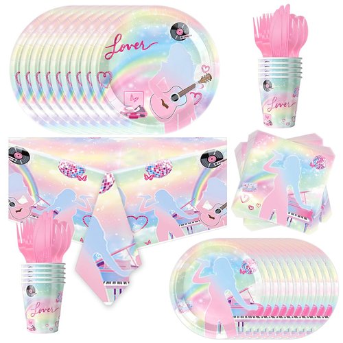 81Pcs Music Tour Party Tableware Set Popular Singer Party Decoration,Popular Singer Music Birthday Party Supplies