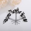 Teyglen 3pcs Black Rhinestone Hair Pins Set - Handmade Crystal Hair Pieces and Accessories for Bride, Women, and Girls