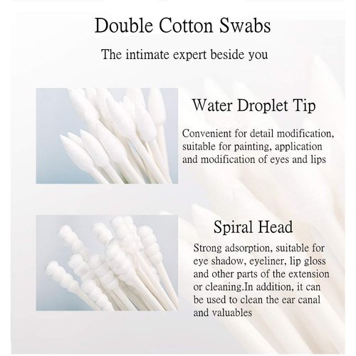 Cotton Swabs 800 Pieces, Double Precision Tips with Paper Stick, 4 Packs of 200 Pieces (Pointed+Spiral Head)