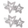 2Pcs Silver Hollow Star Hair Clips, Non-Slip Metal Geometric Hairpin, Elegant Rhinestone Hair Barrettes for Women Lady Girls Styling Hair Accessories Clips and Barrettes