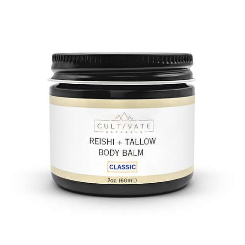Reishi Tallow Body Balm (2 oz) | Grass Fed Beef Tallow - Non-toxic, Organic, Paleo Friendly Skincare | Infused with Reishi Spore Extract | Moisturizing & Hydrating for All Skin Types