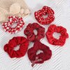 Yonchic 6-Piece Velvet Elastic Hair Ties, Gentle Style Christmas Scrunchies for Women Long Thick Hair, No Damage Hair Scrunchies Rubber Bands Accessories (Red)