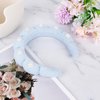 Ondder Pearl Blue Makeup Headband Spa Headband for Washing Face Sponge Face Wash Headband Soft Skin Care Headbands Hair Band Puffy Skincare Headband for Women Facial Make Up Hair Headband Head Bands
