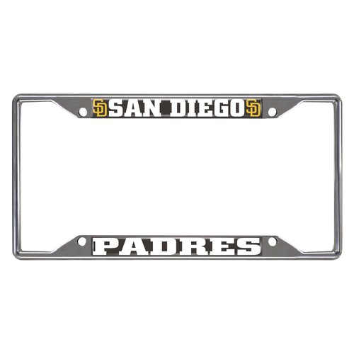 FANMATS 26696 San Diego Padres Chrome Metal License Plate Frame, Team Colors, 6.25in x 12.25in