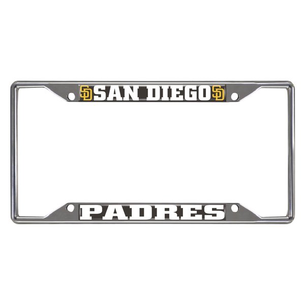 FANMATS 26696 San Diego Padres Chrome Metal License Plate Frame, Team Colors, 6.25in x 12.25in