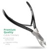 Cuticle Trimmer with Cuticle Pusher Professional Stainless Steel Cuticle Cutter Sharp Blades Double Spring Cuticle Nippers for Nail Care Pedicure Manicure Nail Tools for Home Spa (Black)