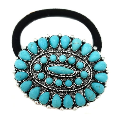 Emulily Western Concho Squash Blossom Hair band and Tie