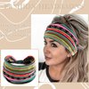 STGDAK Boho Headbands for Women African Striped Hair Band Wide Hair Wrap Trendy Knotted Hair Bandana Elastic Fabric Head Turbans Yoga Running Sports Workout Hair Accessories for Women Girls 4PCS