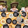 Generic Racing Car Party Plates Napkins Wheels Cars Track Birthday Tableware Sets Fast Boy Men Kids Baby Shower Party Decorations Supplies Serves 24, Black