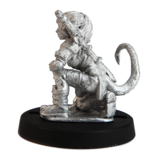 Stonehaven Miniatures Female Teifling Fighter Miniature Figure, 100% Pewter Metal - 22mm Tall - (for 28mm Scale Table Top War Games) - Made in USA