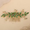 Rumtock Emerald Green Crystal Gold Hair Comb for Women Wedding Bridal Hair Piece Handmade Side Headpiece with Rhinestones (Emerald)