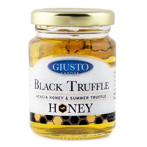 Giusto Sapore Italian Black Truffle Acacia Honey - Imported from Italy - Gourmet Condiment - 4.23 oz
