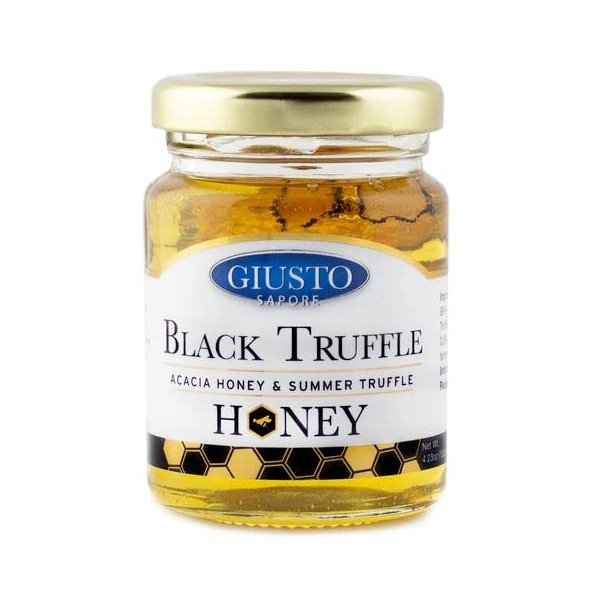 Giusto Sapore Italian Black Truffle Acacia Honey - Imported from Italy - Gourmet Condiment - 4.23 oz