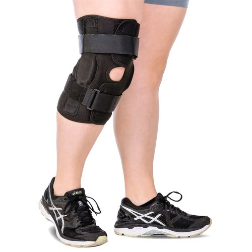 BraceAbility ROM XXL Knee Brace - Plus Size Adjustable Torn Meniscus Kneecap Support with Dual-Axis Hinges for ACL, MCL, PCL Injury Pain Relief, Post-Op Recovery, Arthritis, Hyperextension (2XL)