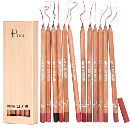 KIMIEYE Cream Lip Liner Set, 12 Colors Matte Finish Series Lip Liners Pen Kit for Women, Long Lasting Waterproof Smooth High Pigmented Lip Pencil for Daily Makeup (Set B)