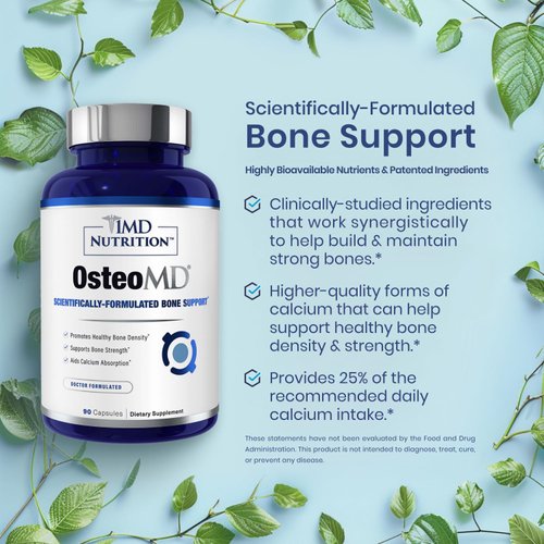 1MD Nutrition OsteoMD for Comprehensive Support - Supplement for Women and Men - Promote Density w/Vitamin D - Hydroxyapatite w/Vitamin D3 & K2-90 Capsules
