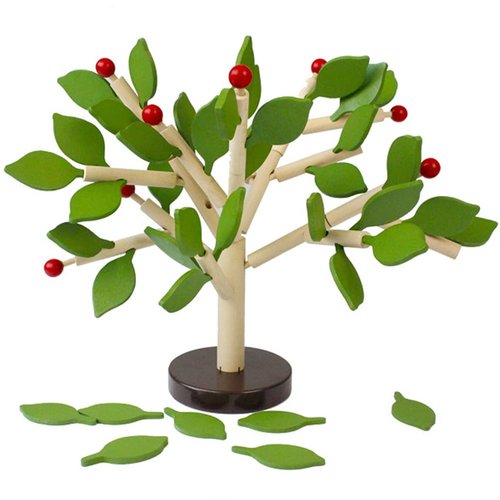 LUOZZY Wooden Puzzle Toys for Kids 3D Tree Shaped Puzzle Toys DIY Assemble Toys Birthday for Kids, Green