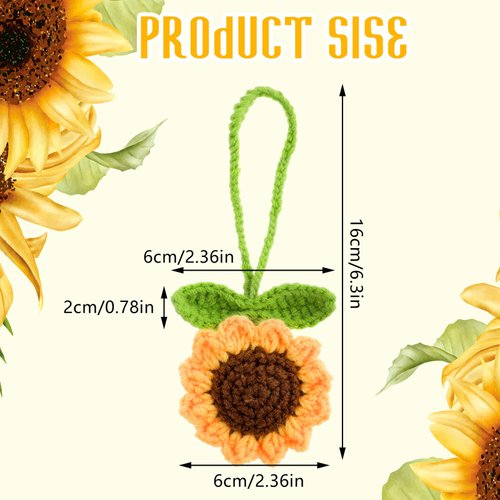 Jeffdad Handmade Sunflower Car Rear View Mirror Hanging Accessories Ornaments Cute Women's Car Interior Decorations Automotive Interior Aesthetic Gifts