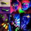 Neon Face Body Paint Sticks Kits Glow in the Dark,DE’LANCI Pro Blacklight Reactive Glow Paint for Adult Kids, Oil Foundation Makeup Blendable Sticks, Glow in The Dark Paint Neon Party Supplies