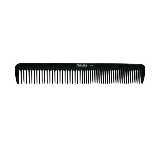 Pegasus 202, 7in Hard Rubber Hair Detangling/Trimmer Course Tooth Comb, Seamless, Smooth Edges, Anti Static, Heat and Chemically Resistant, Everyday Grooming Comb | Peines de goma dura - Black