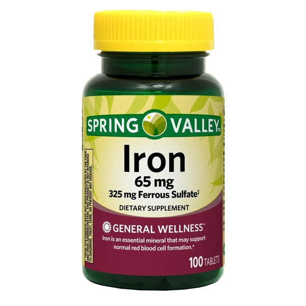 Spring Valley - Iron 65 mg, 100 Tablets